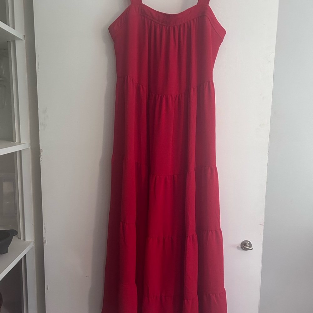 Ninety Red Tiered Maxi Sundress